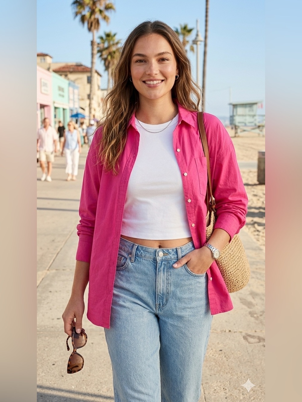 Old Navy Pink Boyfriend Button-Up Shirt